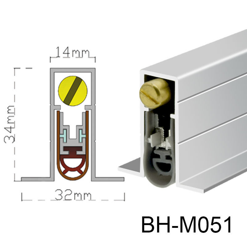 T Shape Automatic Door Bottom Seals for Metal Door Noice Reduction Drop Down Rubber Strips