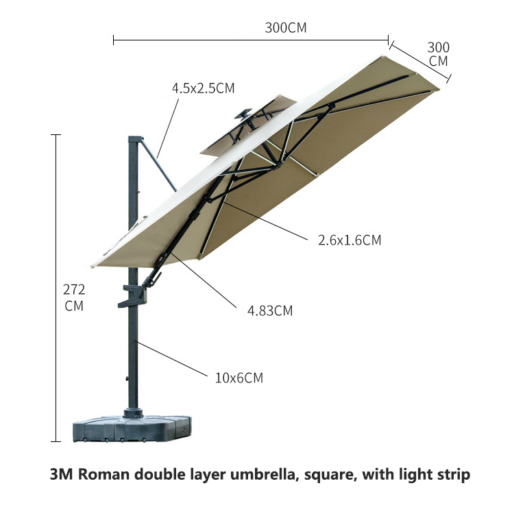 Mail Packing Custom Courtyard Garden Umbrella Aluminum Cantilever Parasol for Outdoor