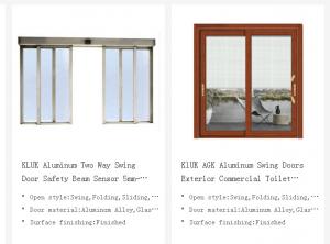 Quality Wood Grain Aluminum Swing Doors , Exterior Glass Swing Door Low E Glazed for sale