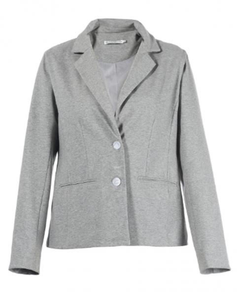 Buy Slim Fit Short Ladies Formal Blazers In Grey With Lapel Collar And Buttons at wholesale prices