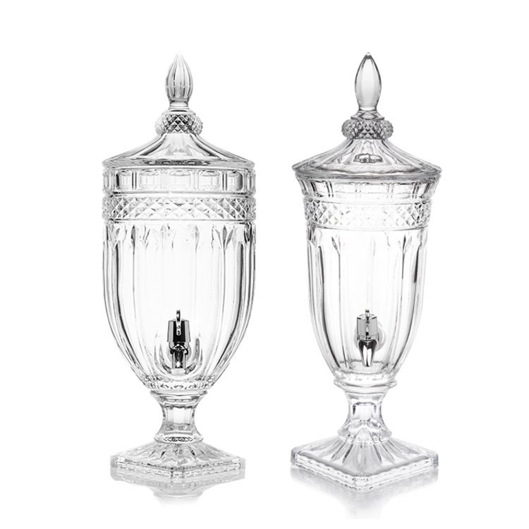 Factory price lead-free crystal glass 4.5L glass juice beverage dispenser with tap