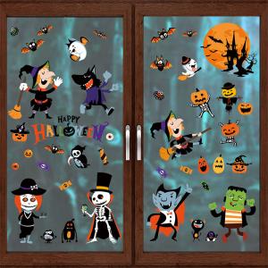 Quality Customization Halloween Party Sticker Witch Pumpkin Electrostatic Window Stickers for sale
