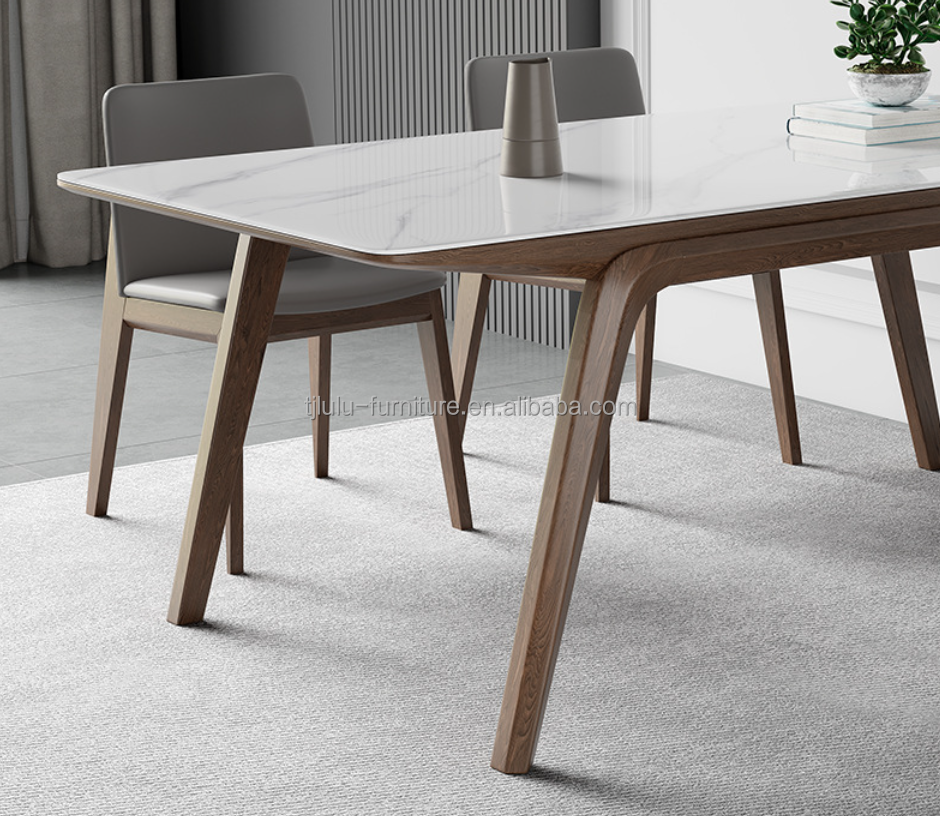 Simple Light Luxury Solid Wood Dining Table Set for Modern and Chic Interiors