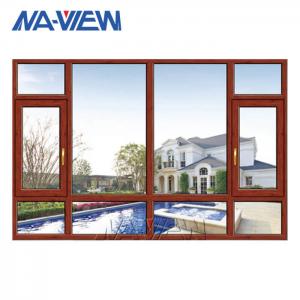 Quality Wooden Color Thermal Break Aluminum Casement Window Door Double Glazed Windows for sale