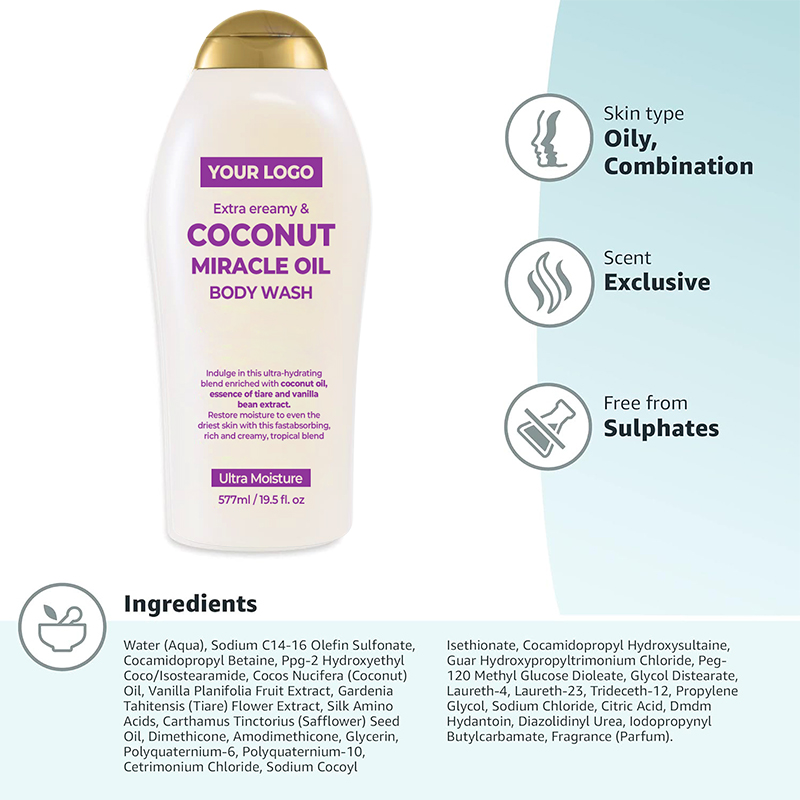 Moisturizing Extra Creamy Coconut Miracle Oil Ultra Deep Cleansing And Refreshing Body Wash Shower Gel