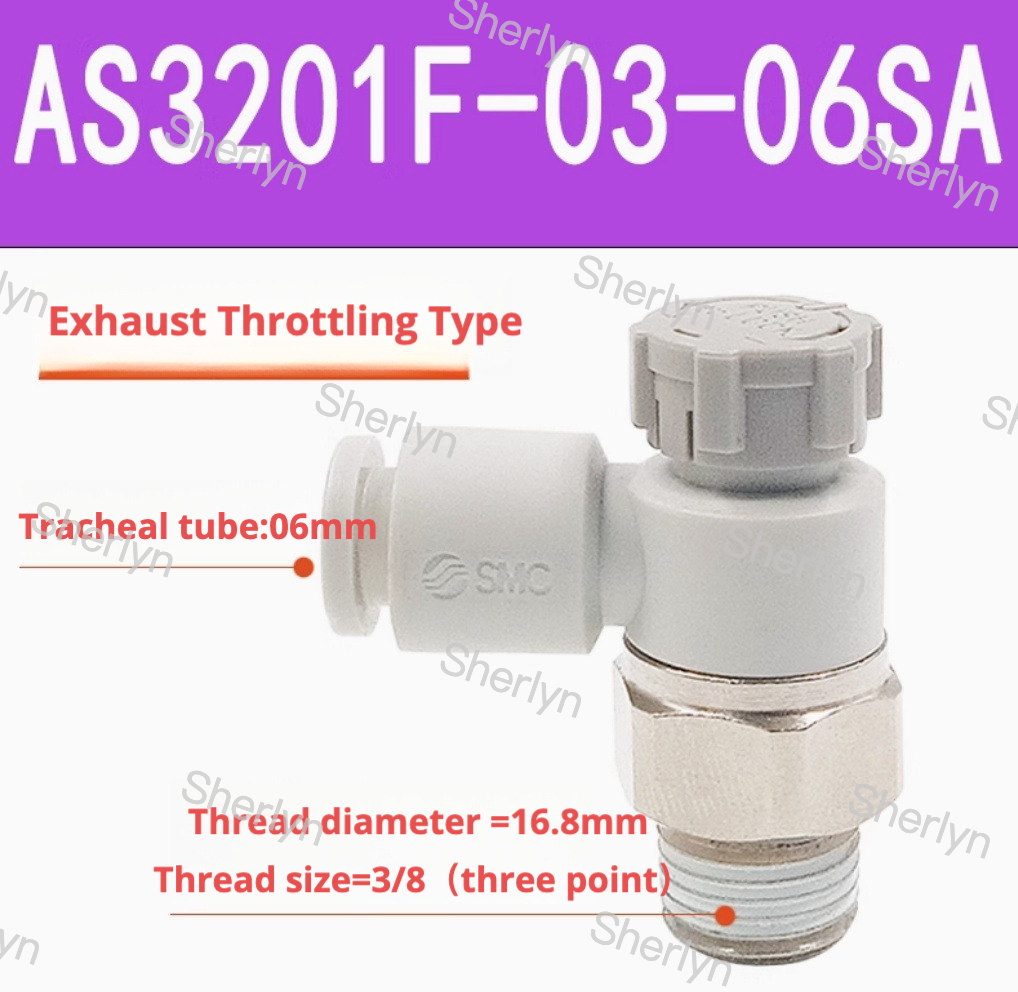 SMC Type Cylinder Pneumatic Speed Control Throttle Valve Connector AS2201F-01-06S