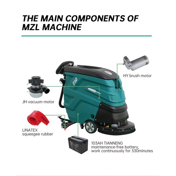 Walk Behind Rechargeable Handheld Tile Floor Scrubber Cleaning Machine F60B