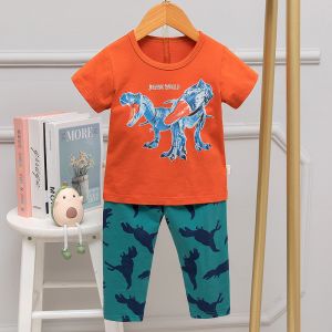 Quality Cute And Comfy Short Sleeve Pajama Set Moisture Retention Dinosaur Pattern for sale