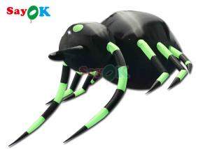 Quality Hanging Horrific Inflatable Spider Halloween Decoration Black And Green for sale