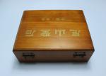 Custom Handmade Lacquered Wooden Box , Brown Color Hinged Lid Wooden Crate Boxes