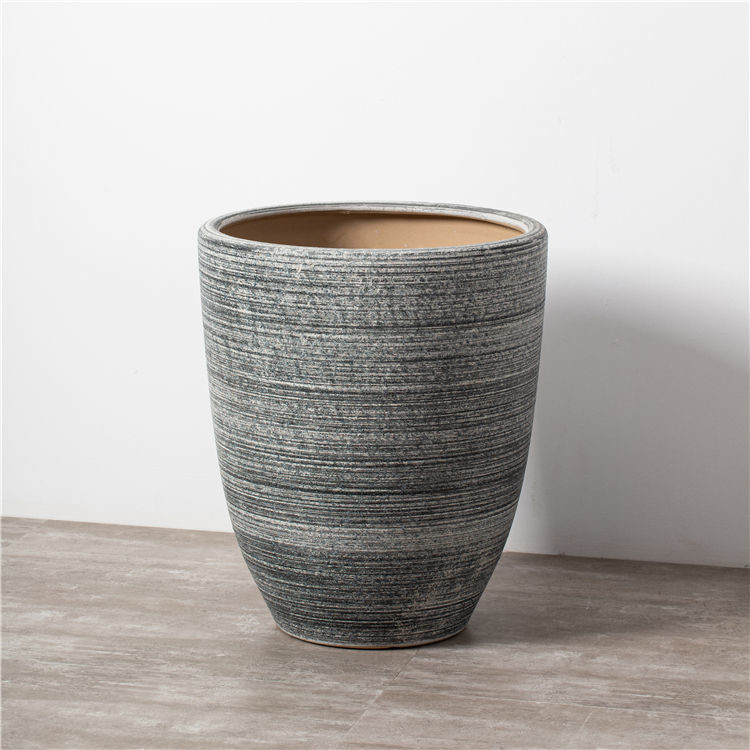 Personalized country style indoor outdoor home decoration garden succulent pot stripe ceramic plant pot molds