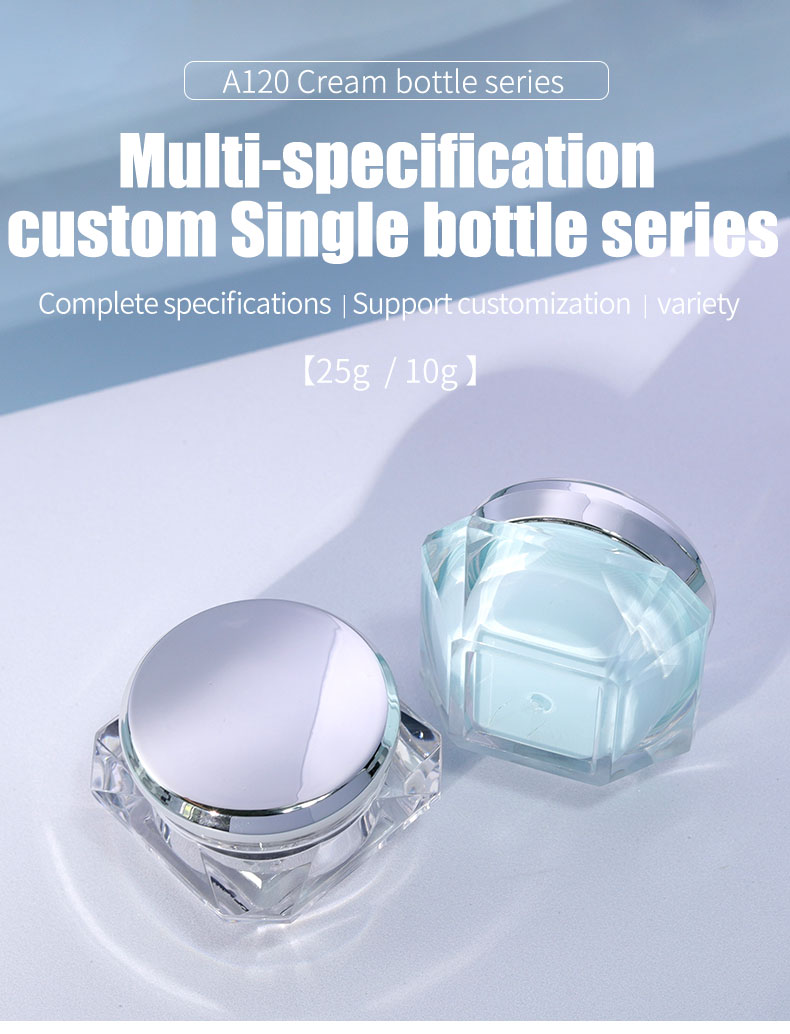 10g 25g Diamond Shaped Jar Empty Plastic Containers With Blue Silver Aluminum Lids