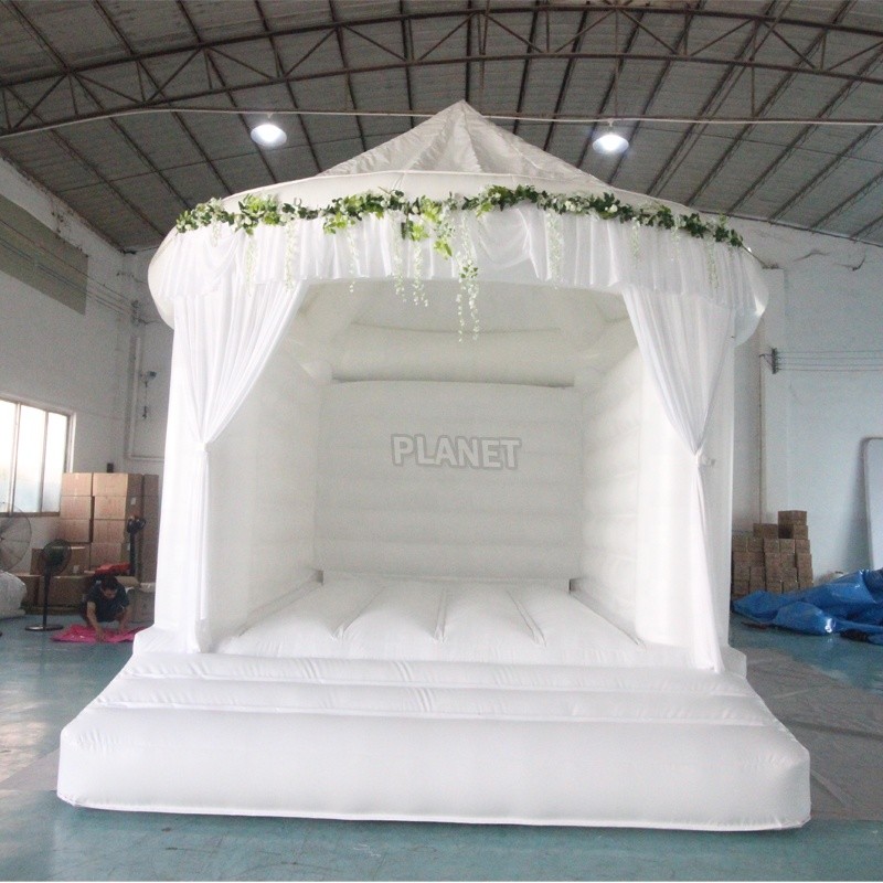 Commercial White Inflatable Wedding Bounce House Bouncy Castle PVC Jumping Castle For Rental Business