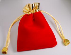 Quality 50 jewelry pouches - Gold top velvet pouches, jewelry bags, red color, 10cmX8cm for sale