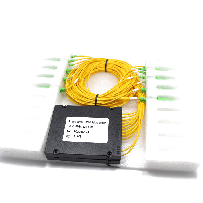Multimode Ftth Drop Cable Fiber Optic Splitter 2Mm 3Mm Sc Apc 1x8
