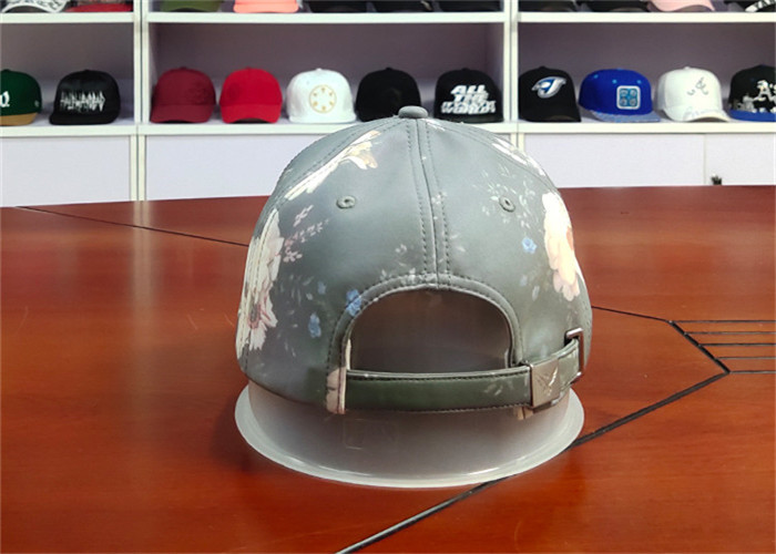 ACE BSCI Flower Pattern with Metal Deboss Logo Patch Sublimation Metal Back Closure Custom Baseball Cap