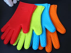 Quality Heat Resistant Silicone BBQ Grill Oven Gloves, Silicone BBQ Grill Oven Mitt for sale