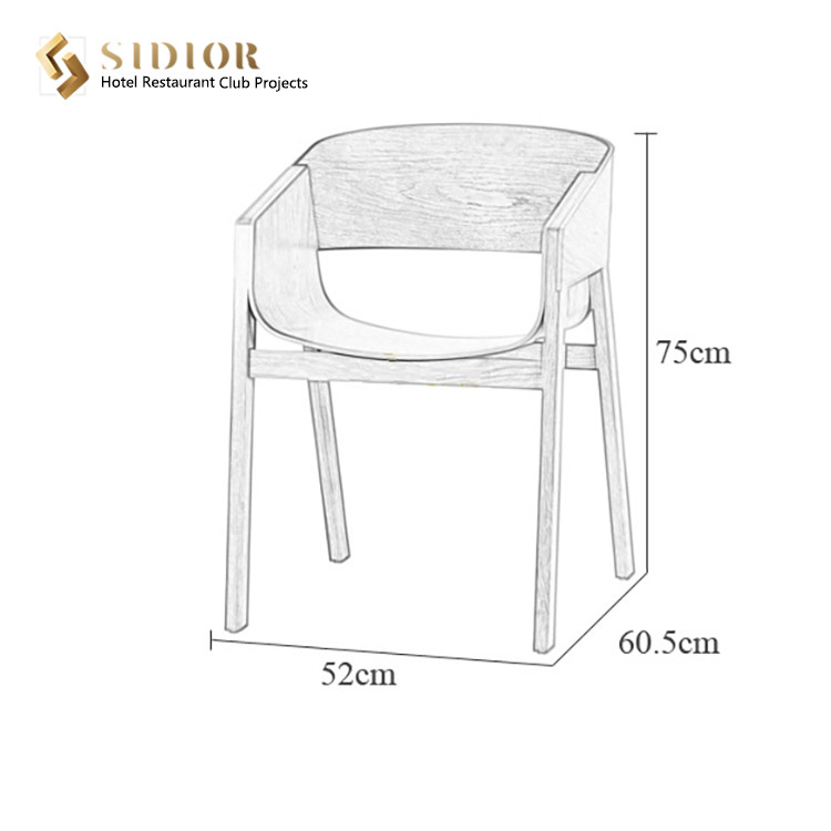 Restaurant Simple Modern Dining Chairs Solid Wood 52cm Length