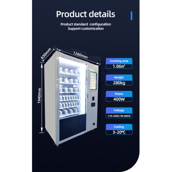 Snack Food Vending Machine Designed for Automated Retail Environments with Bulk Capacity and Interactive User Interface