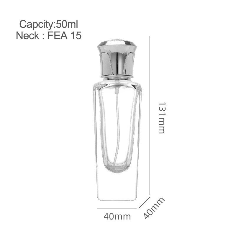 50ml 15 Bayonet Perfume Bottle, Thick Bottom, Diamond Shaped, Small Square Bottom, Carved Outer Cover, Cosmetics Sub Bot