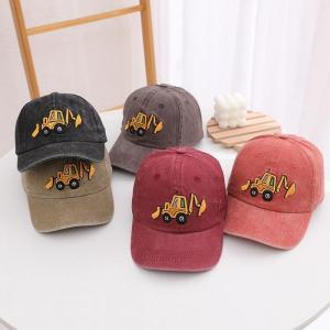 Quality 2022 Cute Little Excavator Children’s Baseball Hat Washed Embroidered Baseball Cap for sale