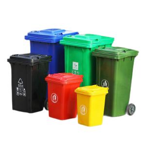 Quality 160L Mobile Dustbin Red Black Plastic Garbage Containers On Wheels for sale