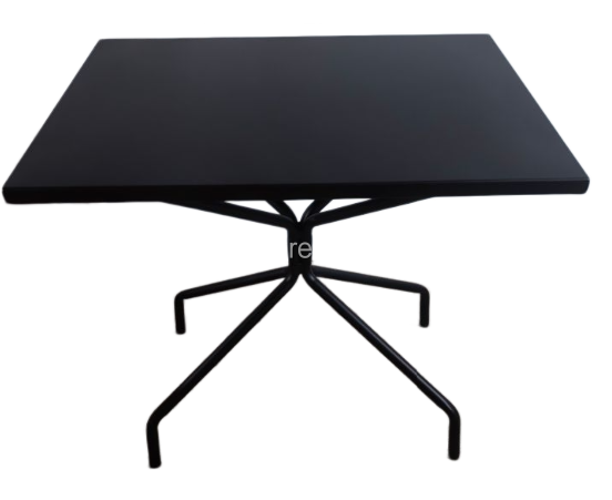 31inch Solid Rectangular All-Weather Aluminum Outdoor Table with Geometric Leg Design for Hotel Resort