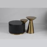 Luxury Golden Stainless Steel Round Coffee Table UnFolded
