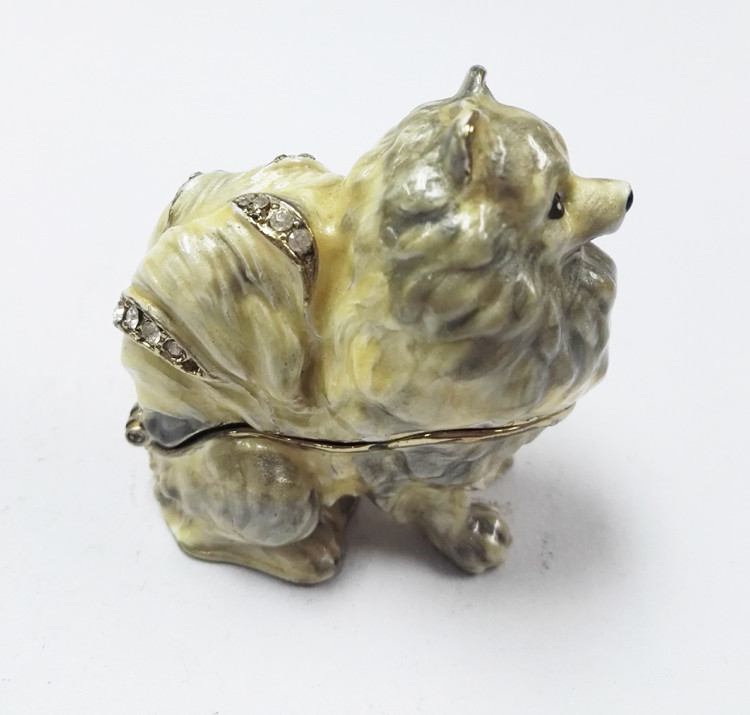 dog shape gold plated trinket box metal jewelry boxes small dog jewelry boxes
