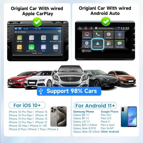 Wired Adapter Carplay Android Auto Ai Box TBox UHD USB 128GB SM6225 Bluetooth Wifi Carplay Ai Box For Apple Youtube Netflix