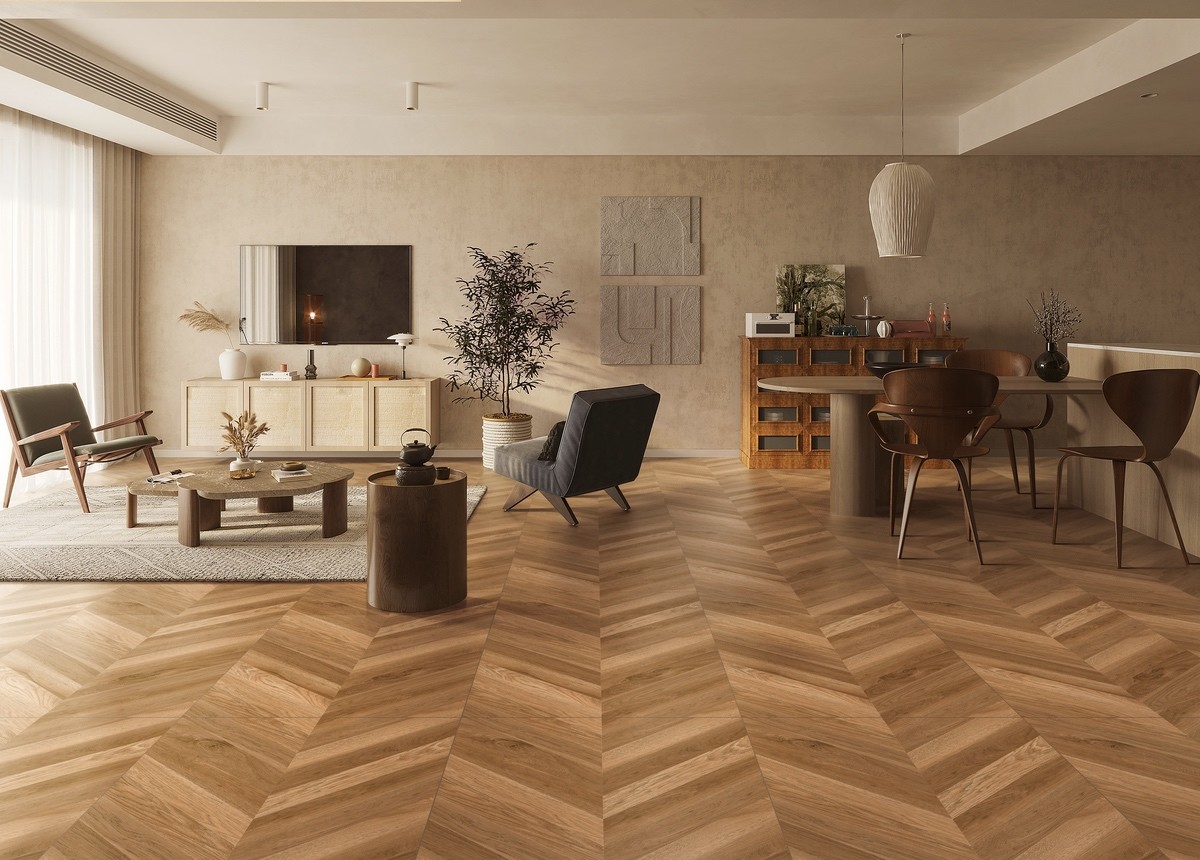 Eco-Friendly Wooden Porcelain Tiles 600x1200mm For Bathroom And Inside Floor Tile Yellow And Brown