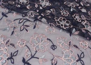 China 51'' Embroidered Mesh Lace Polyester Tulle Fabric Anti - pilling Wear - resistant on sale