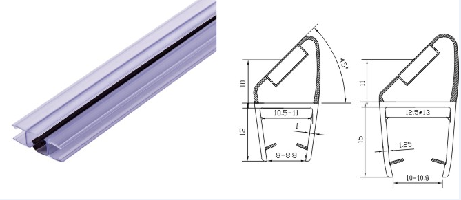 Transparent Glass Doors Design Waterproof Glass Shower Door Seal Strip for 6-12MM