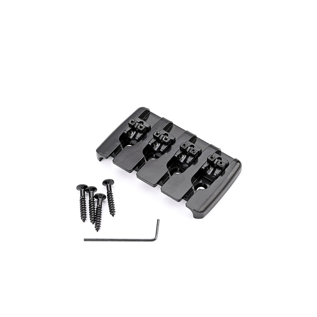 4 Strings Fixed Bass Bridge With Screws Wrench Top Load Tailpiece For For Electric Bass Guitar