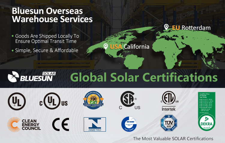 Bluesun Shingled Solar Panels 500w Home Power Station Pv All Black Roof Energy Sun Power Solar System Use