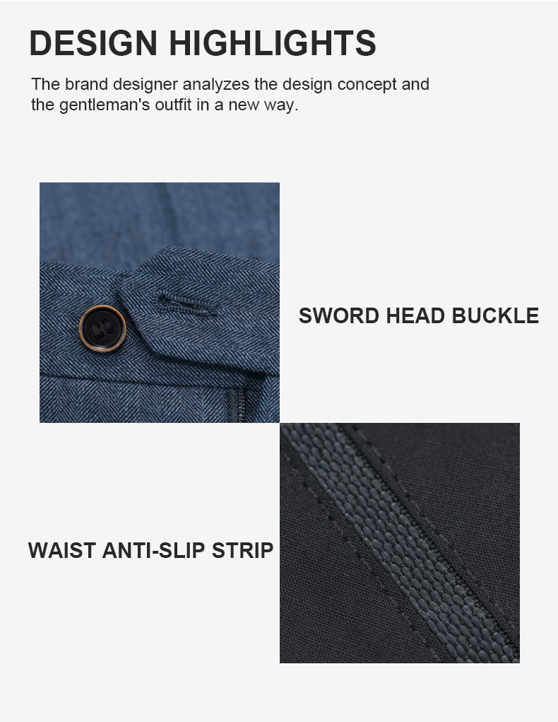 Grey Stretch Cotton Twill Work Trousers for Men's Business Formal Wear Slim Fit Pants