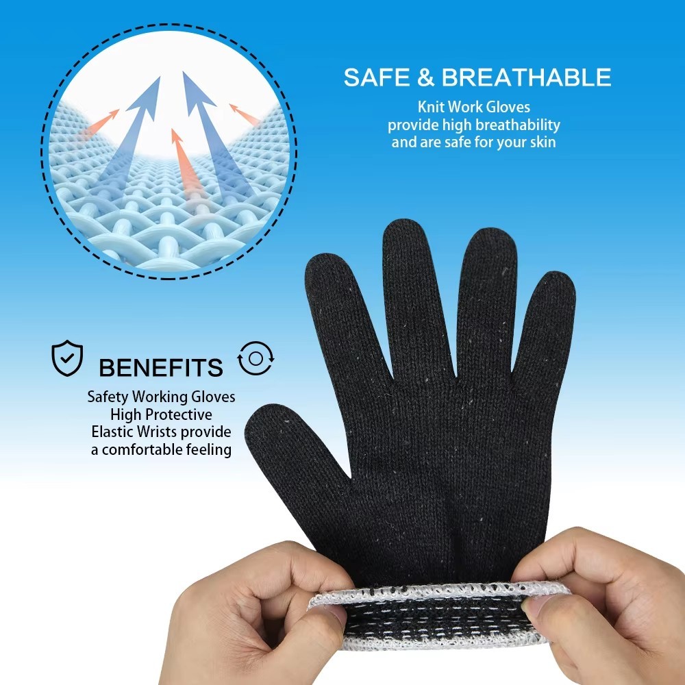 Hot Gloves Black Cotton Knitting White Cuff , Wear Resistant , Construction , Auto Repair , Hardware , Gardening Use Safety