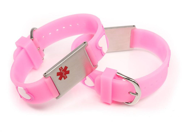 Color Custom Silicone Medical ID Bracelets / Toddler Medical Alert Bracelet