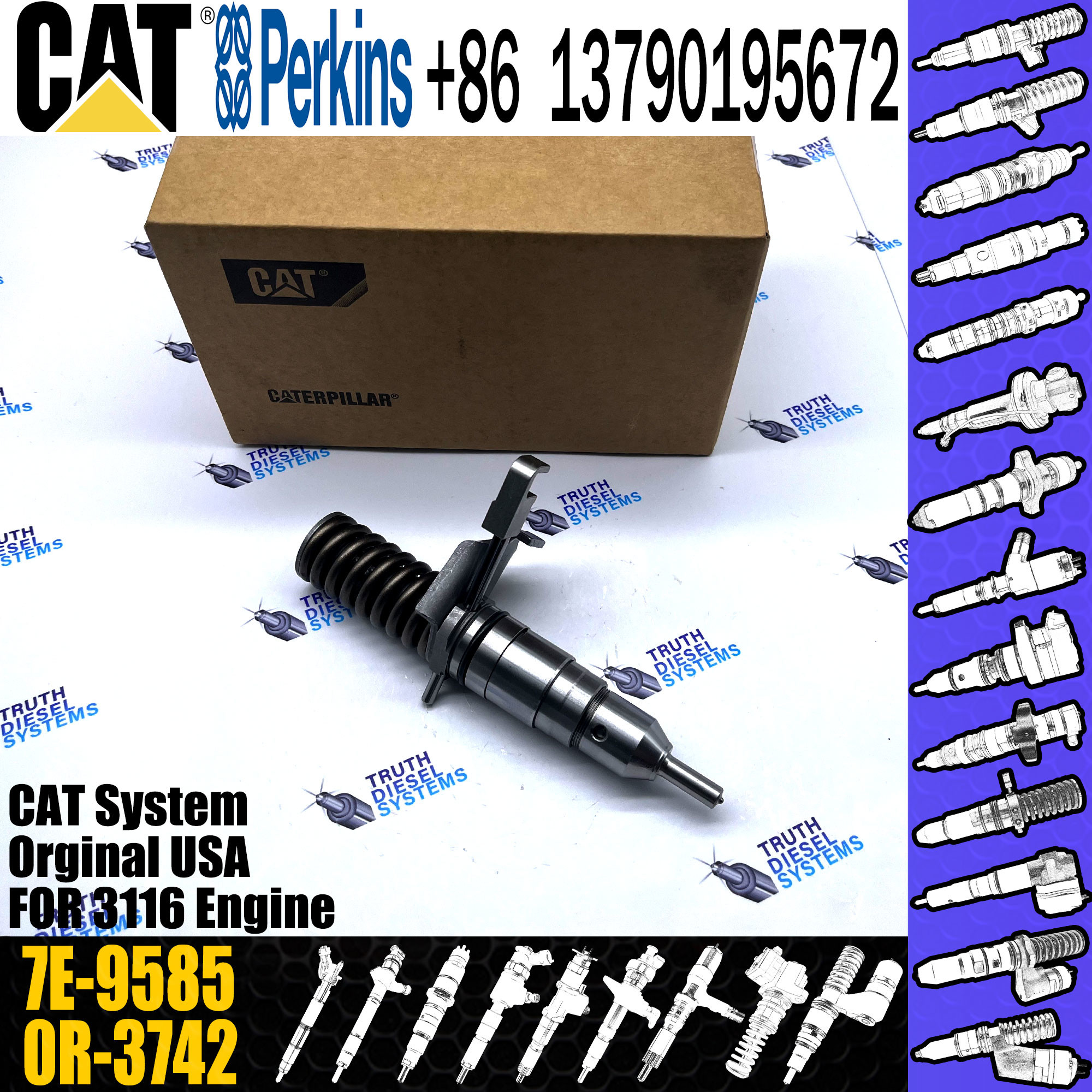 fuel common rail injector 7E-9585 7E9585 0R-3742 for Caterpillar Engine 3116