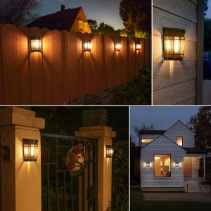 China Vintage Wireless Fence Solar Outdoor Wall Light Decorate Garden Patio Yard 3.7V 1800mAh on sale