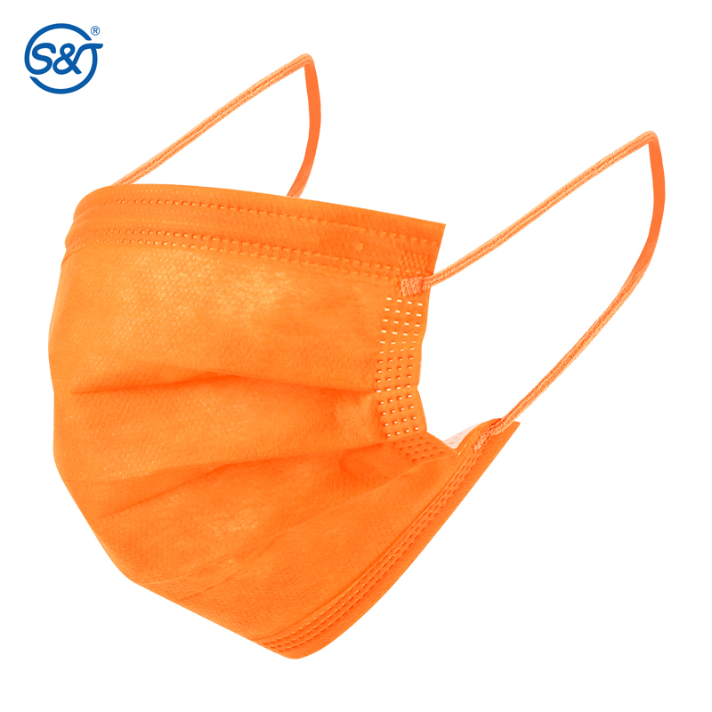 Orange Color Factory Directly Provide 4-ply Earloop Disposable Face Mask