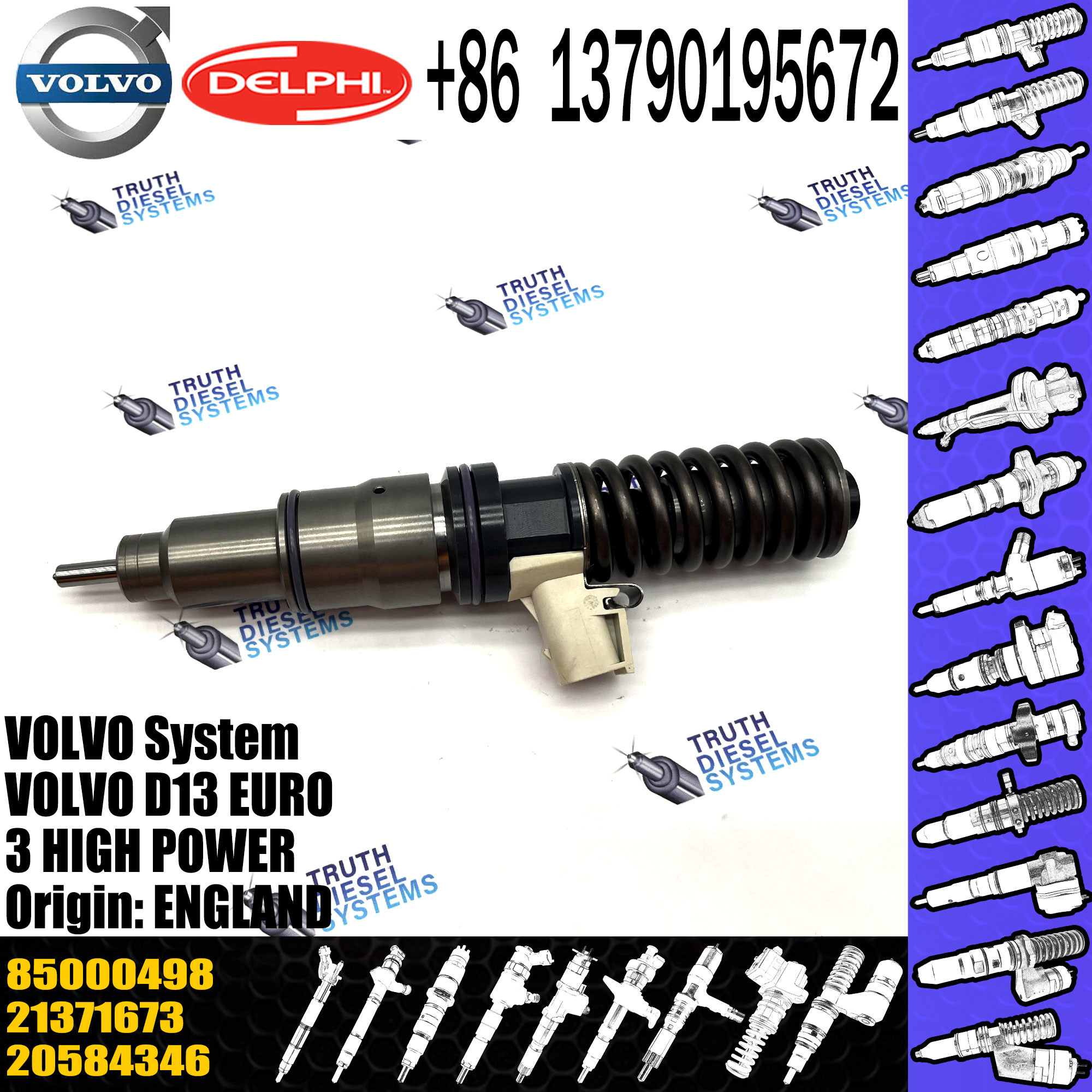 common rail injector 20584346 21340612 injector for VOL Trucks D13A D13D injector nozzle 20584346 21340612 85000498
