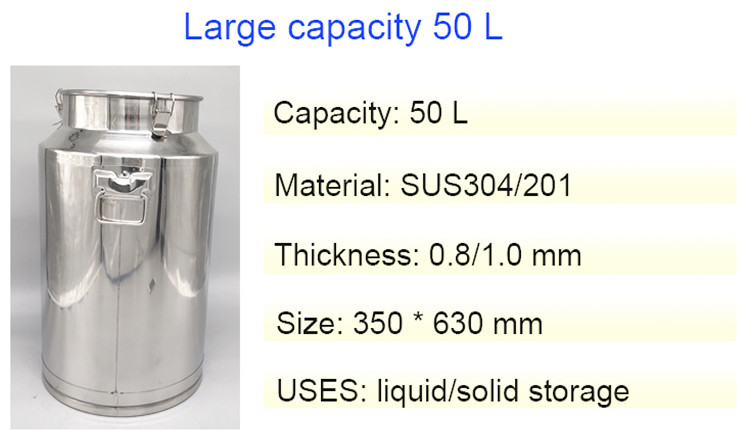 Rust Resistant 1.0mm 50 Litre Stainless Steel Milk Can Farm Sealed Storage
