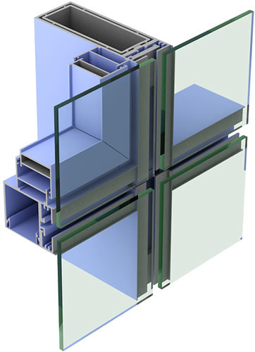 Frameless Aluminium Curtain Wall Profile Easy To Install And Maintain