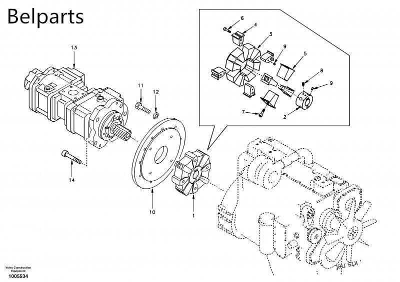 EC290 EC290B Excavator Hydraulic Pump SA 7220-00601 VOE14531519 VOE14524052 K5V140DT-9N
