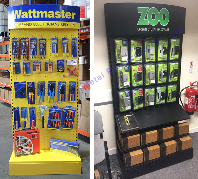 Hardware Pegboard Metal Exhibition Floor Display Stand