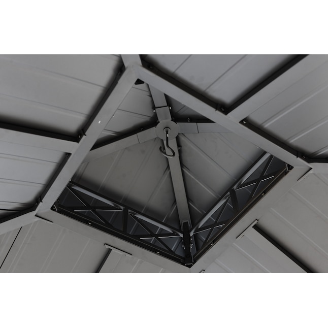 Polyester Fabric AJUNION 10x10ft Galvanized Steel Double Roof Gazebo Canopy with Zipper