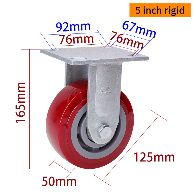 Red 5 Inch Heavy Duty Swivel Casters 125mm Caster Wheels 735-86