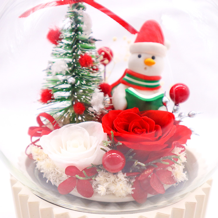 Crystal Ball Preserved Rose Glass Dome Round Music Box For Wedding Gift