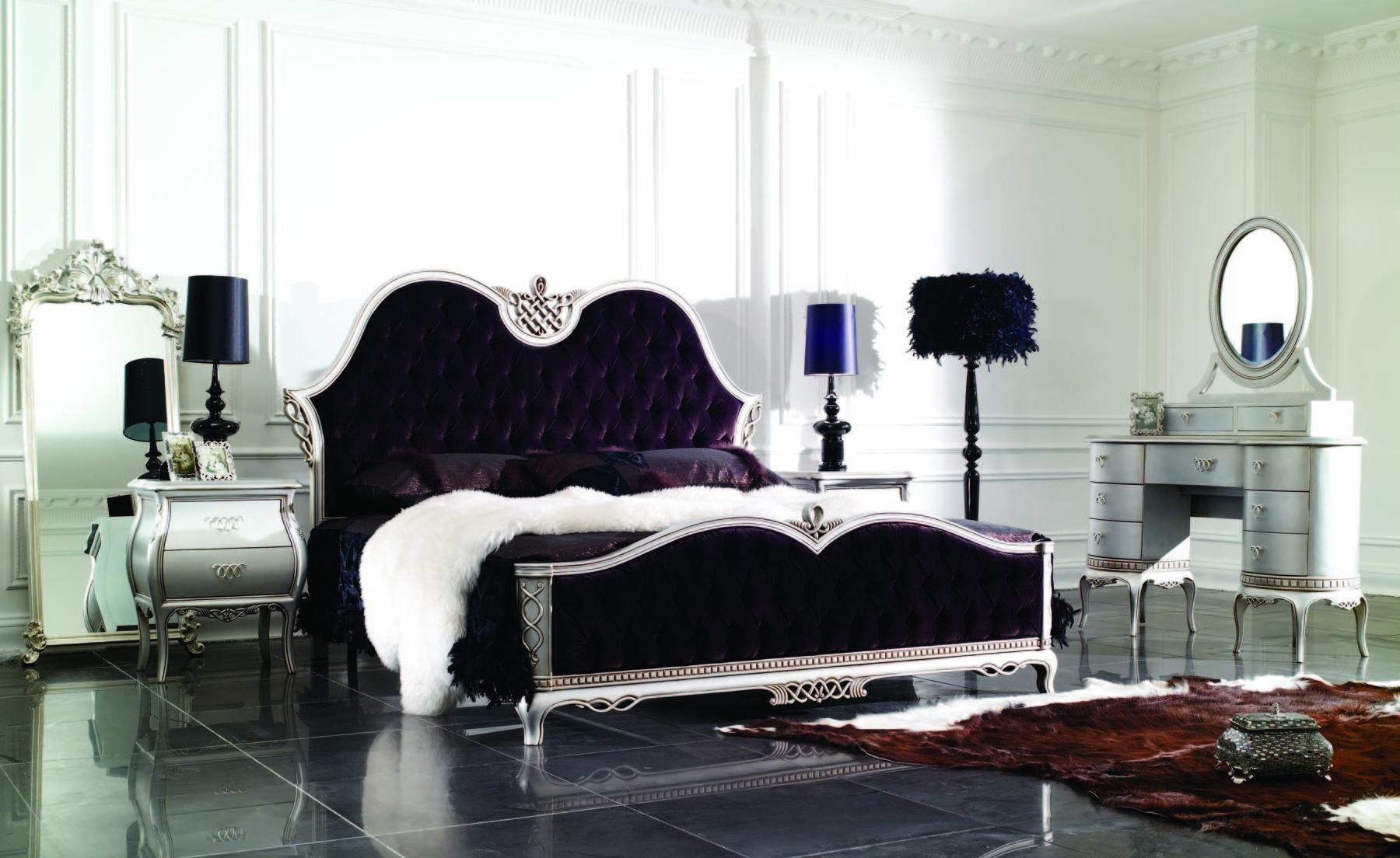 High Loft Baroque Luxury King Size Bed Full Solidwood Handmade Bedroom Furniture Sets